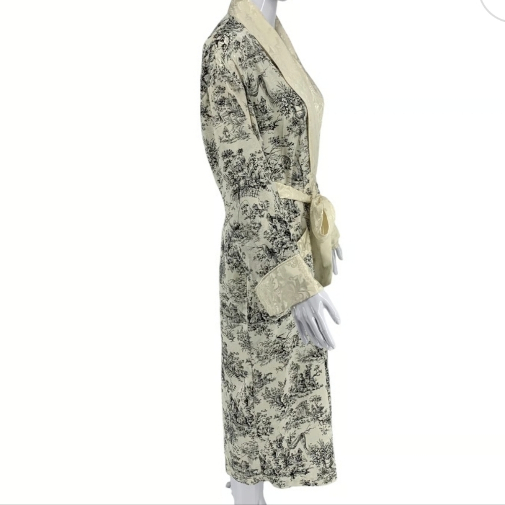 Vintage Victoria's Secret Gold Label Chinoiserie Printed Damask Satin Robe - Picture 4 of 9